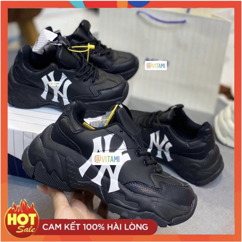 Giày Mlb ny đen cổ thấp thể thao đủ phụ kiện Freeship