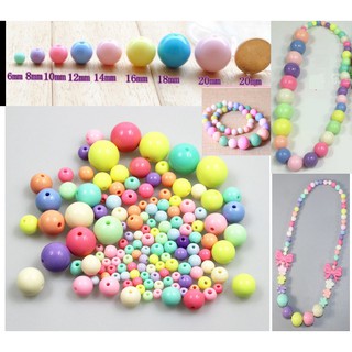 10gam hạt nhựa tròn nhiều màu pastel 6mm-8mm-10mm-12mm-14mm-16mm-18mm-20mm