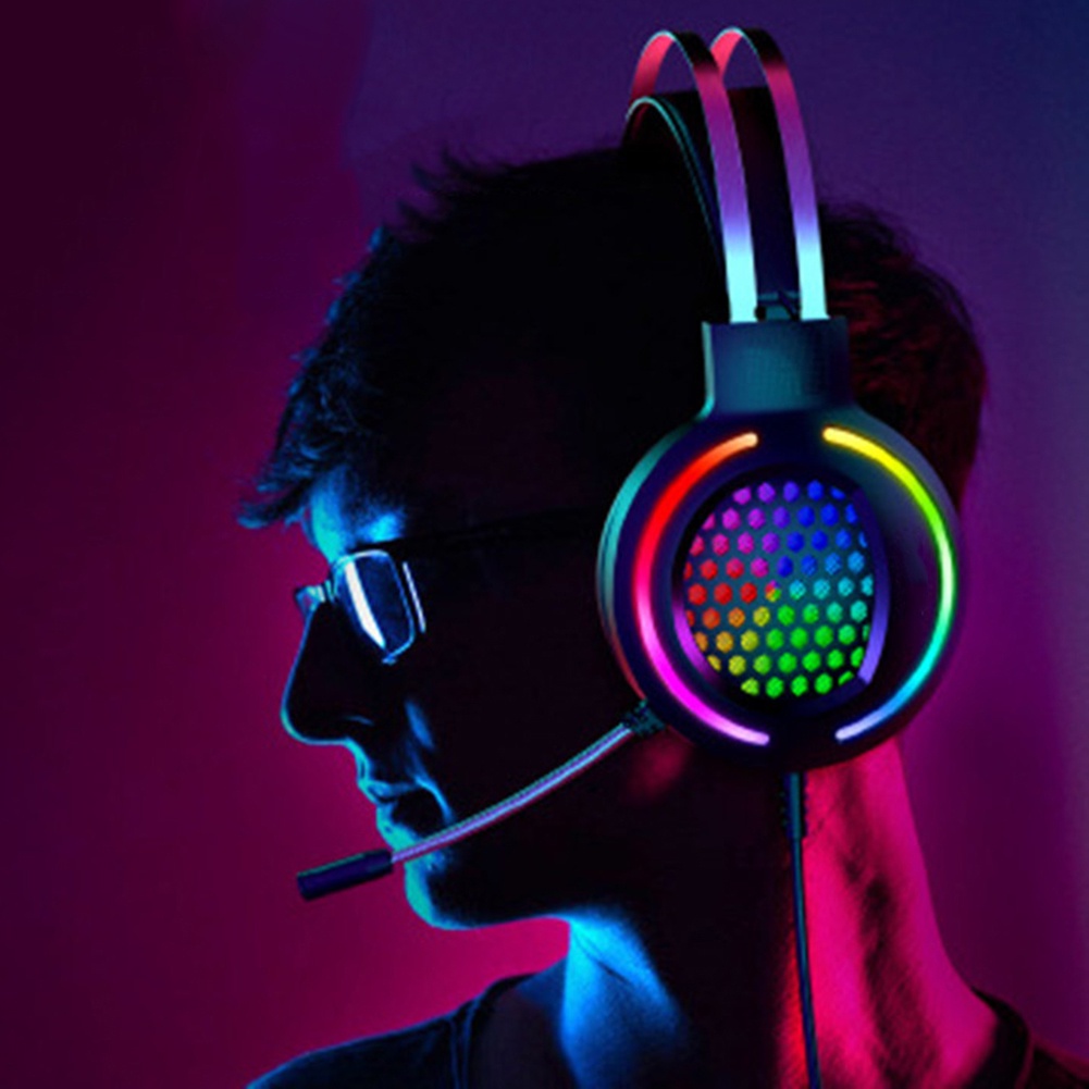 Tai Nghe Chụp Tai Âm Thanh Siêu Trầm Có Micro Và Đèn Rgb Cho Điện Thoại / Laptop