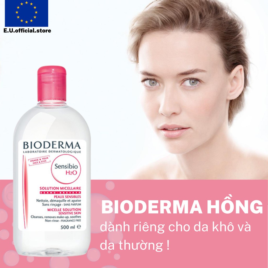 Nước tẩy trang Bioderma 500ml màu Xanh và Hồng dành cho da dầu mụn và da thường da nhạy cảm | BigBuy360 - bigbuy360.vn