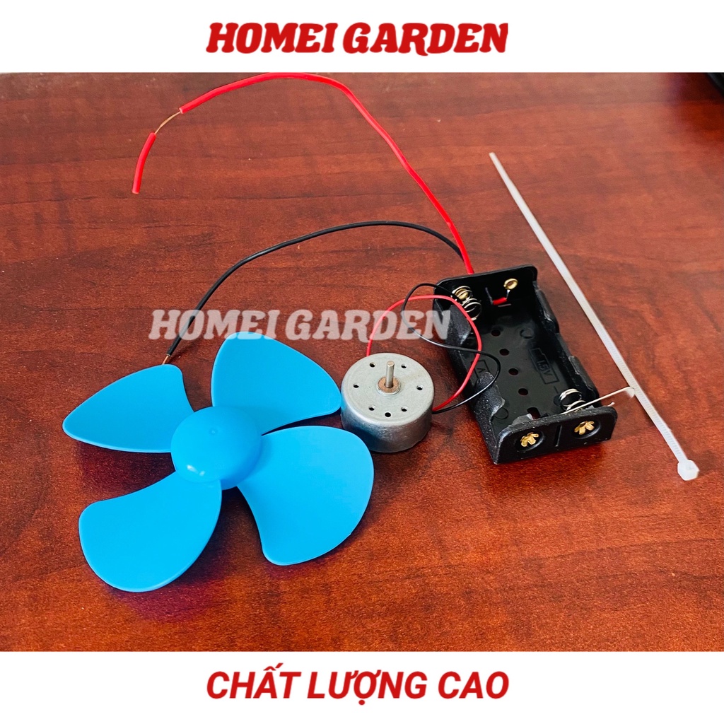 Bộ motor 300 điện áp 3V  -6V cánh quạt 80mm đế pin DIY chế quạt mini - HM0060