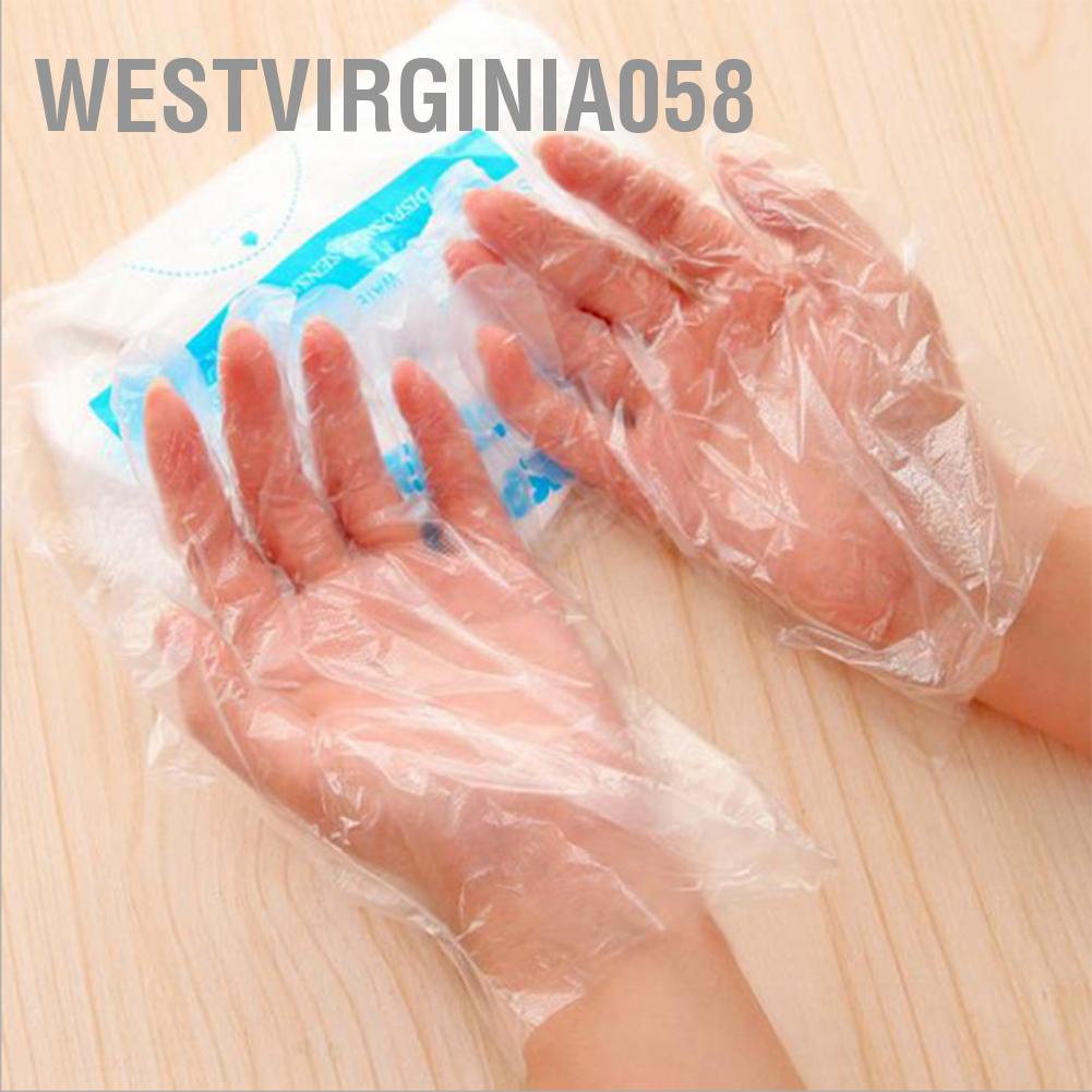 Westvirginia058 50 cái / túi PE Clear Găng tay dùng một lần An toàn cho Thực phẩm Chuẩn bị Y tế Nhà hàng Làm tóc