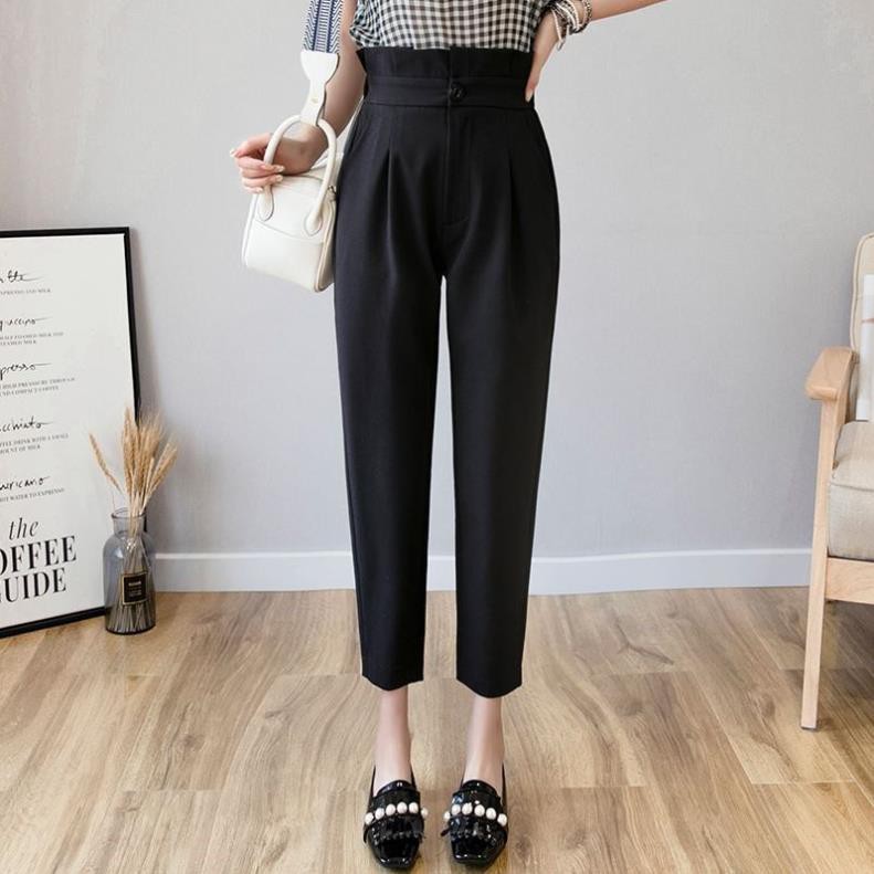 Quần Baggy cạp cao xếp ly - Chất vải tuyết mưa mềm mại - Mặc đi làm - đi học - đi chơi đều xinh - Sẵn màu Đen - Kem