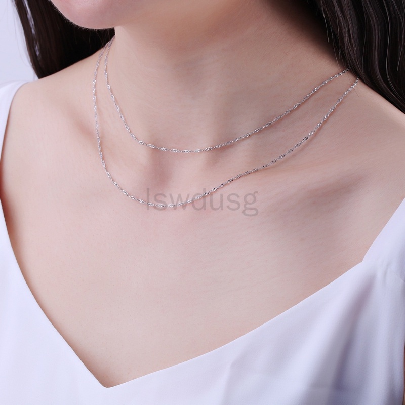 S925 Chuỗi vòng cổ bằng bạc Ý 1.5mm Wave Chain TẤT CẢ CÁC KÍCH THƯỚC Quý bà 16-24 inch Quý bà Quà tặng mùa xuân Móc cài