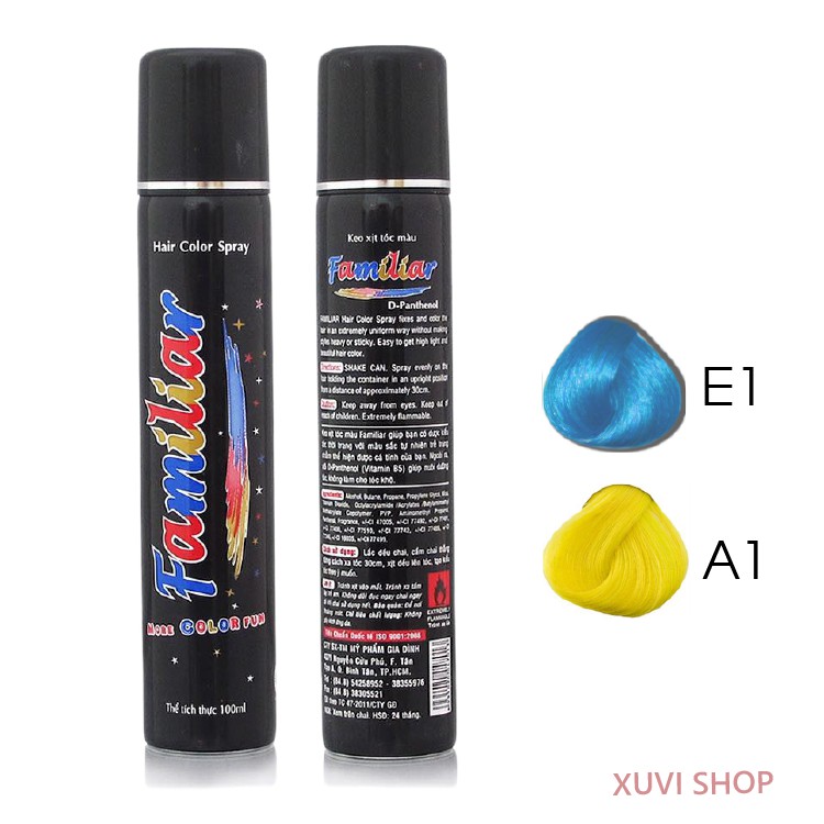 Keo Xịt Tóc Màu Tạo Color Hair Spray,  Nhuộm Tóc Nhanh Tức Thòi Tại Nhà FAMILIAR 100ml 20 Màu Sắc Tự Chọn