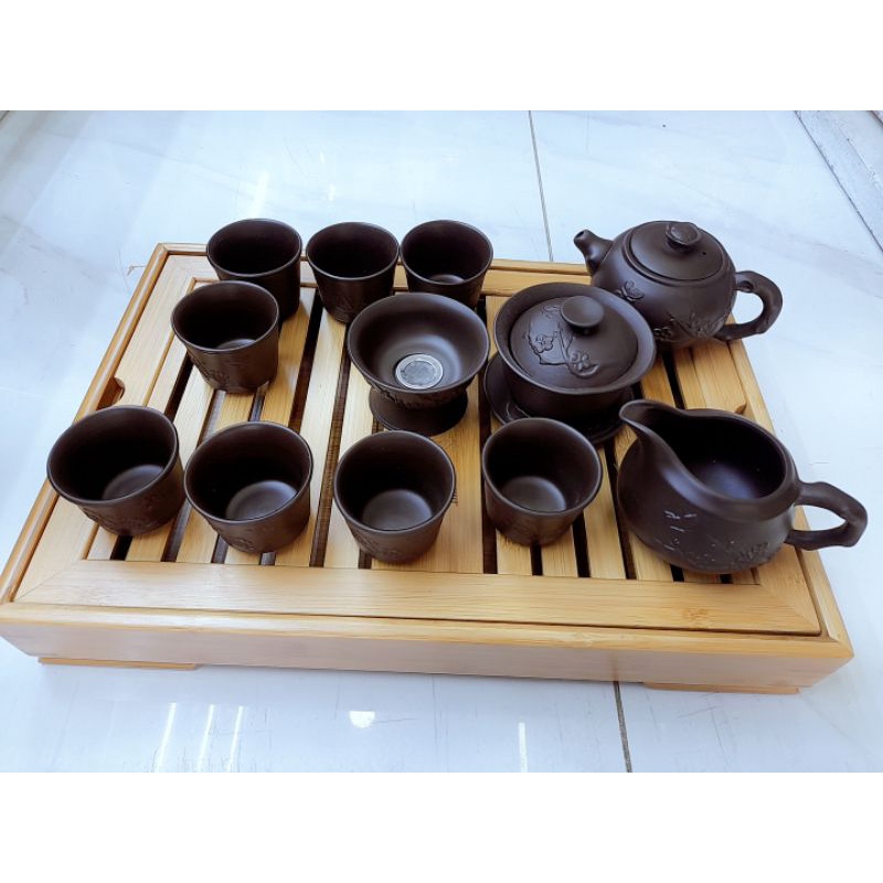 bộ ấm tách trà đất tử sa nghi hưng làm bằng máy rất đẹp( hàng chính hãng )