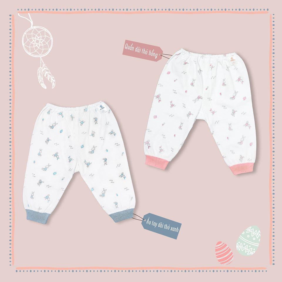 Quần dài sơ sinh Miomio 100% cotton mỏng mát