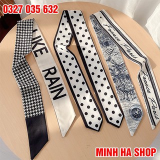 Khăn Turban Lụa Quàng Cổ Buộc Quấn Túi Xách Thanh Lịch - Ruy Băng Cột Tóc Họa Tiết Thời Trang Hàn Quốc ( 100x8 cm)