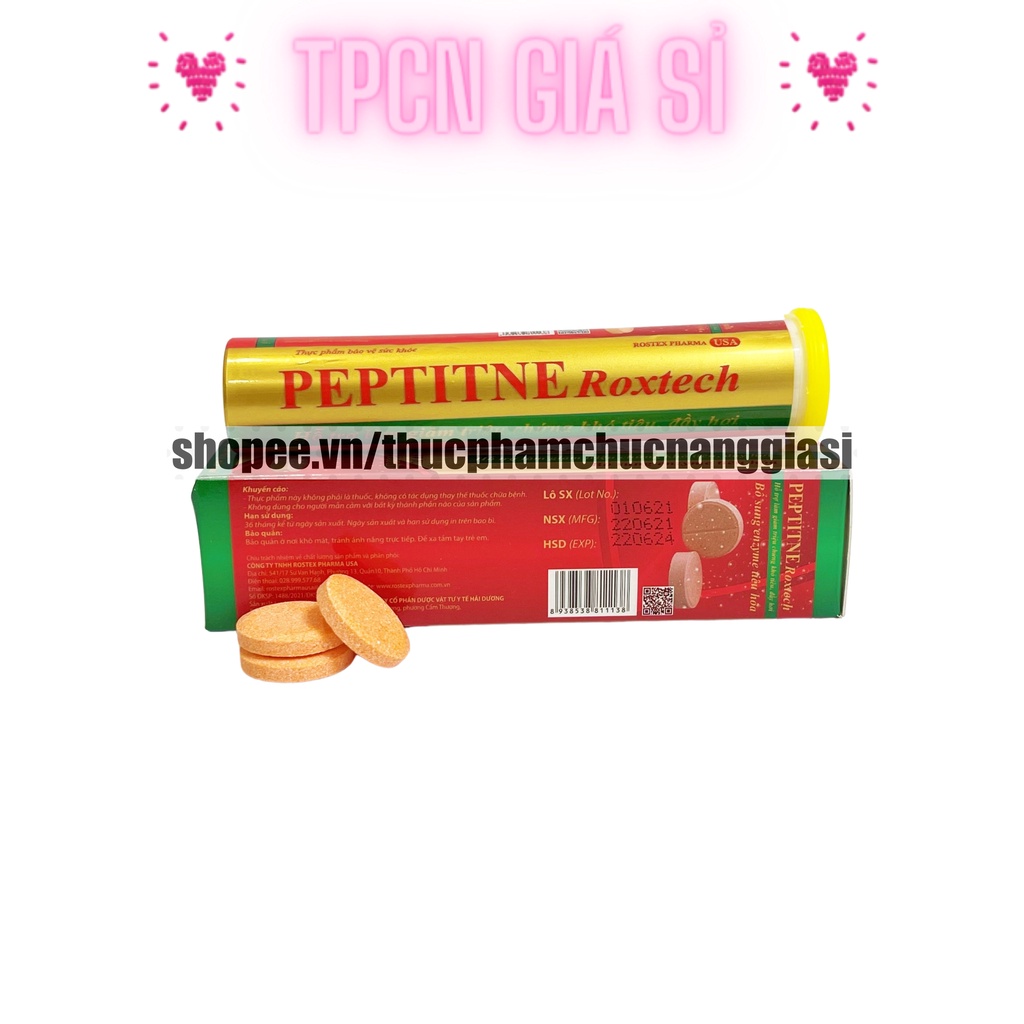 Viên sủi PEPTITNE hỗ trợ giảm các triệu chứng khó tiêu, đầy hơi – 1 TUÝP 20 VIÊN