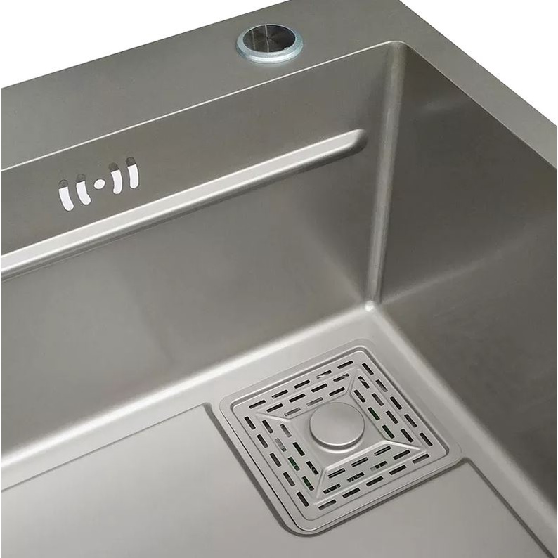 Bộ Chậu rửa chén bát INOX 304 cao cấp 1 hố cỡ 75x46cm, công nghệ NANO GHI ĐEN chống trày xước, dễ vệ sinh - QM.CR003