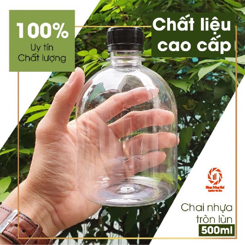 Chai Nhựa Tròn Lùn 500ml đã kèm nắp - Chai Nhựa Trà Sữa - Chai Nhựa 500ml - Nhựa Đồng Nai