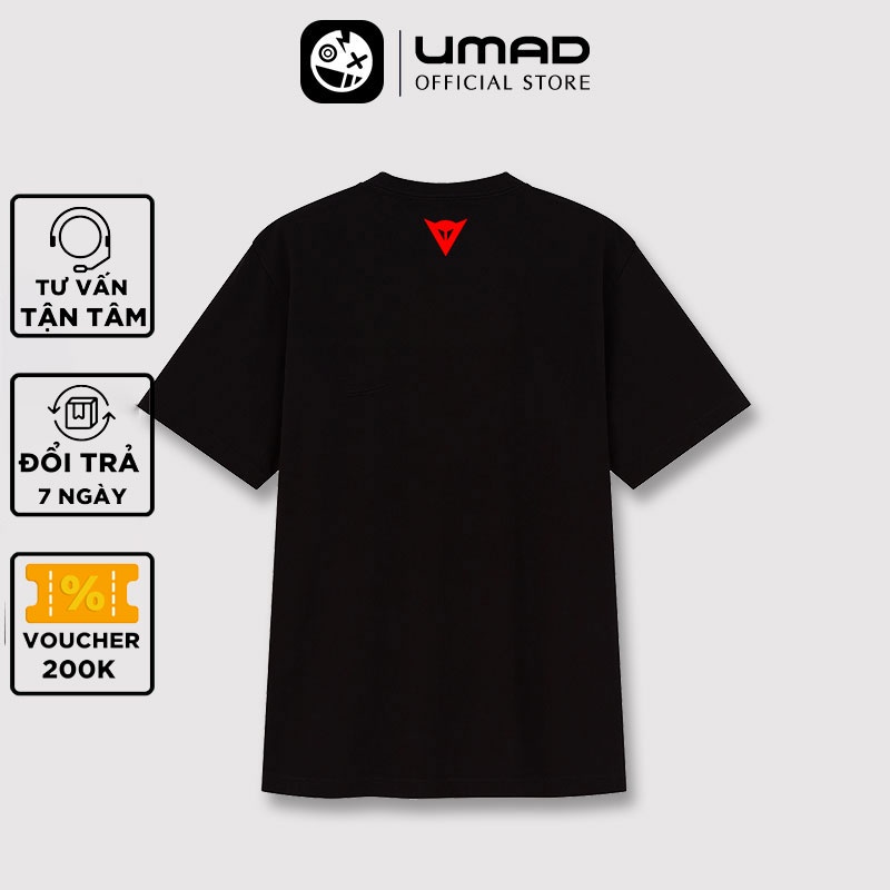 Áo thun nam UMAD racing boy DAINESE phản quang 7 màu cổ tròn tay ngắn màu đen có bigsize 100kg mẫu Biker xe độ, xe đua