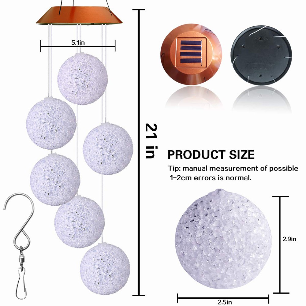 Chuông Gió Năng Lượng Mặt Trời Gắn Đèn LED Thay Đổi Màu Sắc Độc Đáo Đẹp Mắt