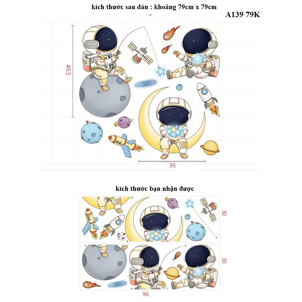 Decal dán tường phi hành gia A81 - Decal dán tường Hàn Quốc