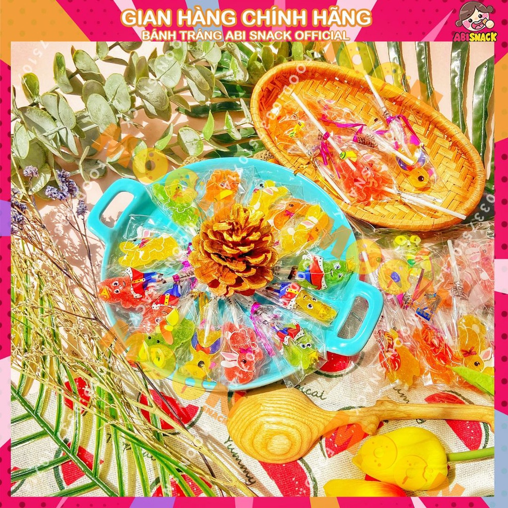 combo 5 cây kẹo dẻo hương trái cây hình thú dạng bướm và cá kẹo tuổi thơ