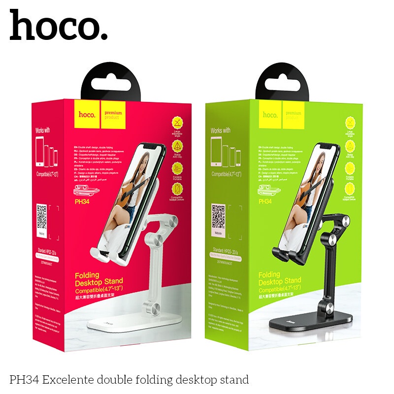 Giá đỡ điện thoại/ máy tính bảng Hoco. PH34 gấp gọn tùy chỉnh tiện dụng