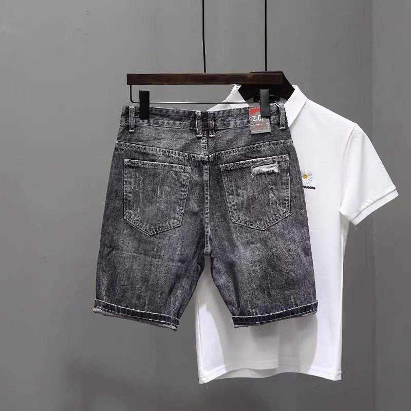 Quần Short Jean Nam Đẹp Chất Bò Co Giãn Cao Cấp, Quần Ngố rách Mẫu Mới Phong Cách Hàn Quốc Q232