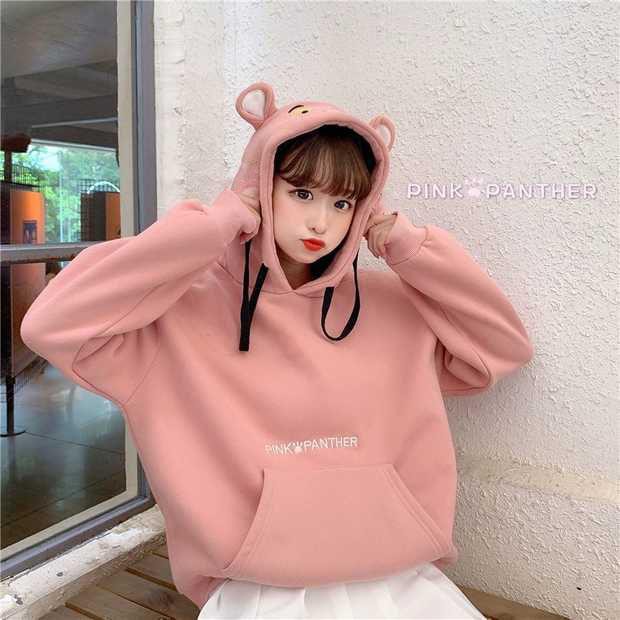 Áo Khoác Hoodie Nỉ Thời Trang Nữ Chui Đầu Nón Mặt Chú Báo Hồng Siêu Hot ❤️FREESHIP❤️ | BigBuy360 - bigbuy360.vn