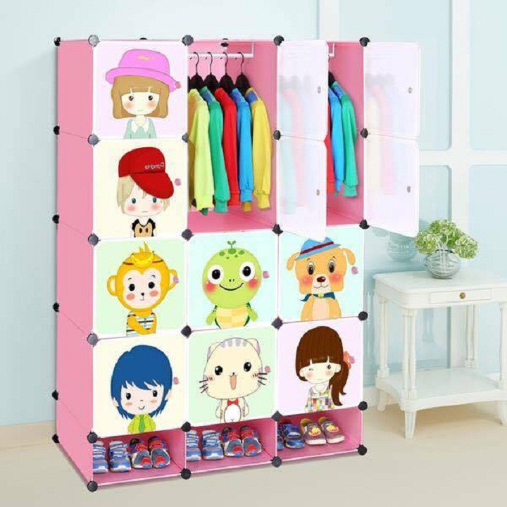 Tủ nhựa ghép-Tủ đựng quần áo 12 ô và 3 ô giày