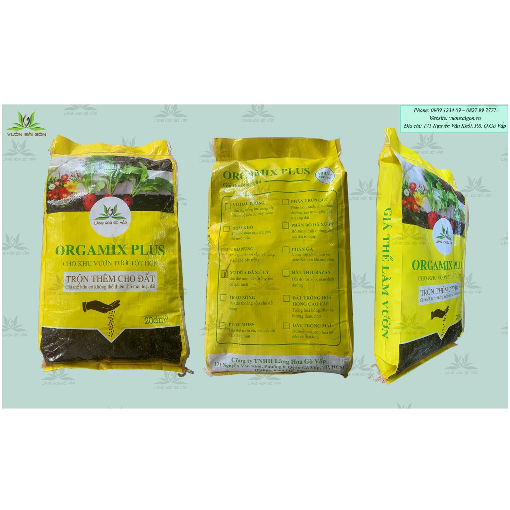 Xơ dừa đã xử lý Orgamix Plus 20dm3( (6kg) làm giá thể trồng cây, rau mầm...