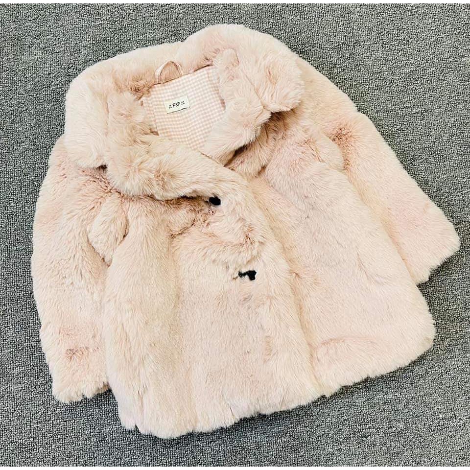 [2-10y] Áo khoác lông mùa đông dày dặn màu hồng F&amp;F cho bé gái xuất dư xịn