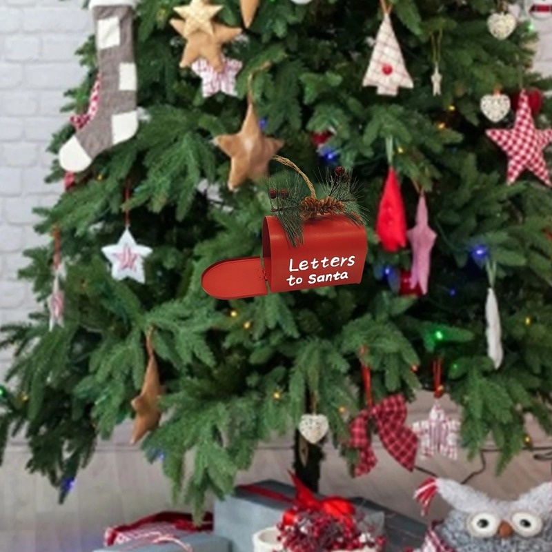 Hộp Thư Bằng Sắt Màu Đỏ Đáng Yêu Trang Trí Cây Thông Giáng Sinh / Hộp Thư Ông Già Noel