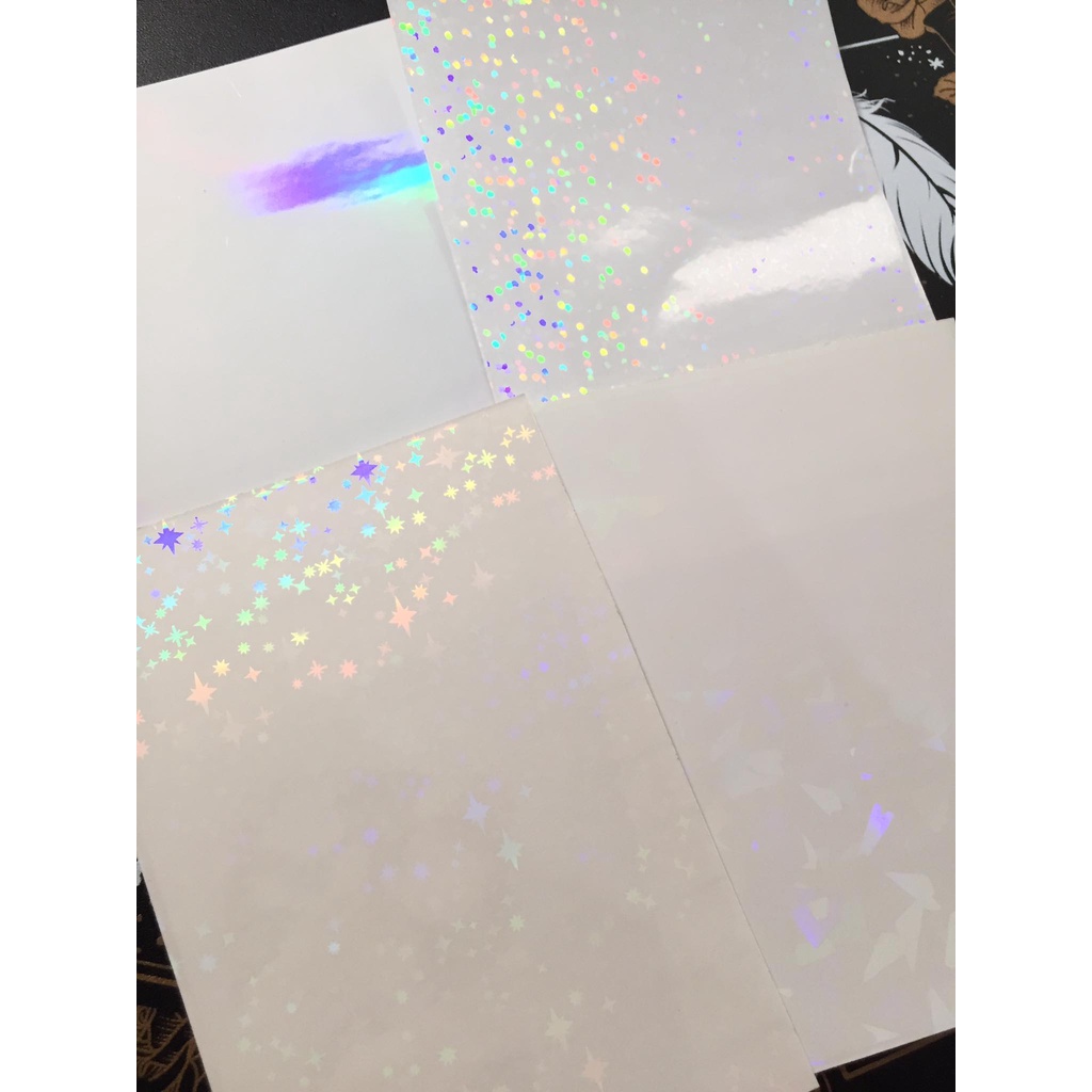 Màng cán Hologram A7 lấp lánh decor sticker, toploader size 7.5 x 10.5 cm | Little Memory