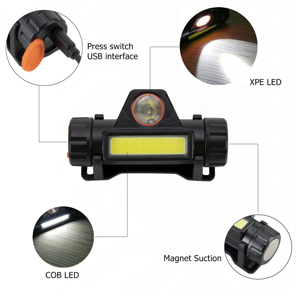 Haixnfire HP42 Đèn Pin Đeo Đầu Q5 + Bóng COB LED Chất Lượng Cao