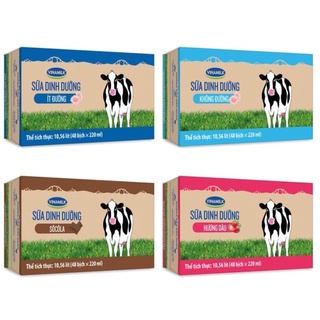 Thùng sữa tươi Vinamilk có đường/ ít đường/ không đường/Dâu/ Socola (thùng 48 bịch)
