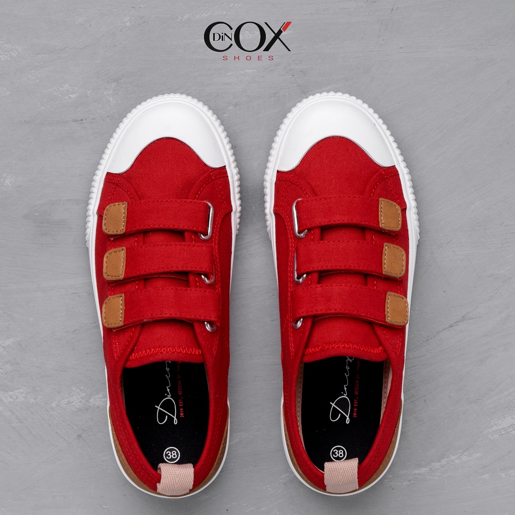 Giày Sneaker Vải Nữ DINCOX E01 Quai Dán Nữ Tính Red