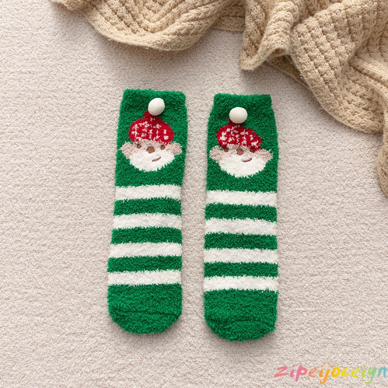 Vớ Lông Cừu San Hô Họa Tiết Hoạt Hình Giáng Sinh Phong Cách Nhật Bản Mới Cho Nữ