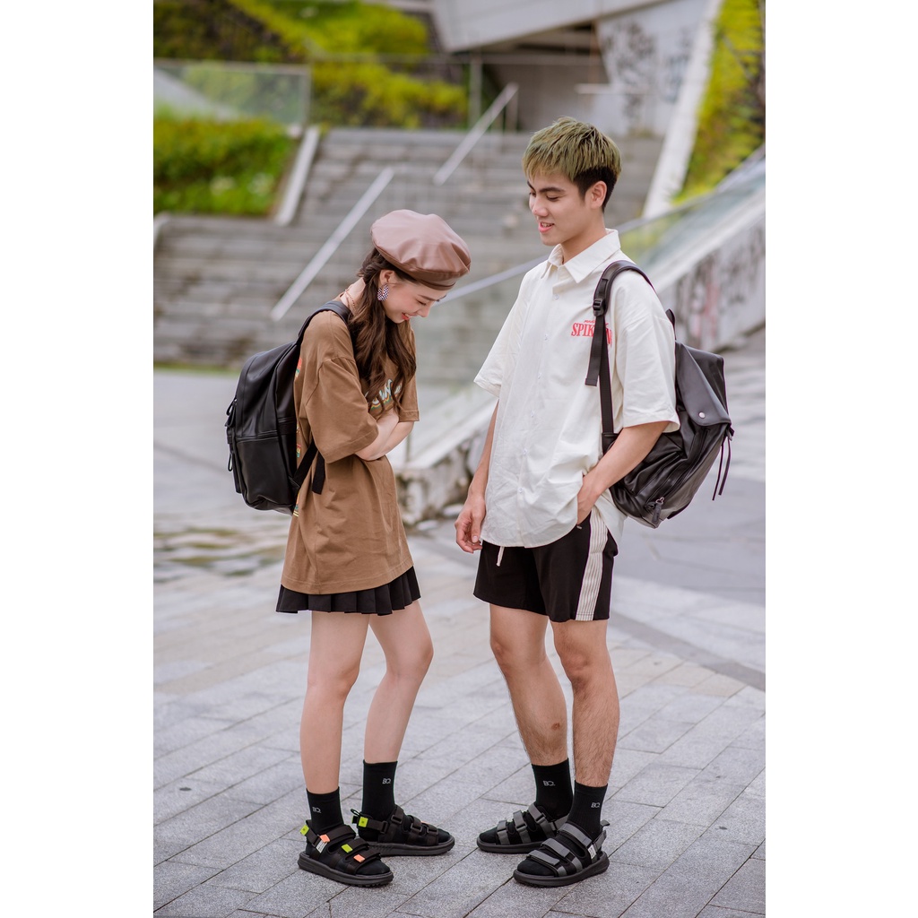 Giày sandal đi học đế bằng 3 quai ngang SD BQ028