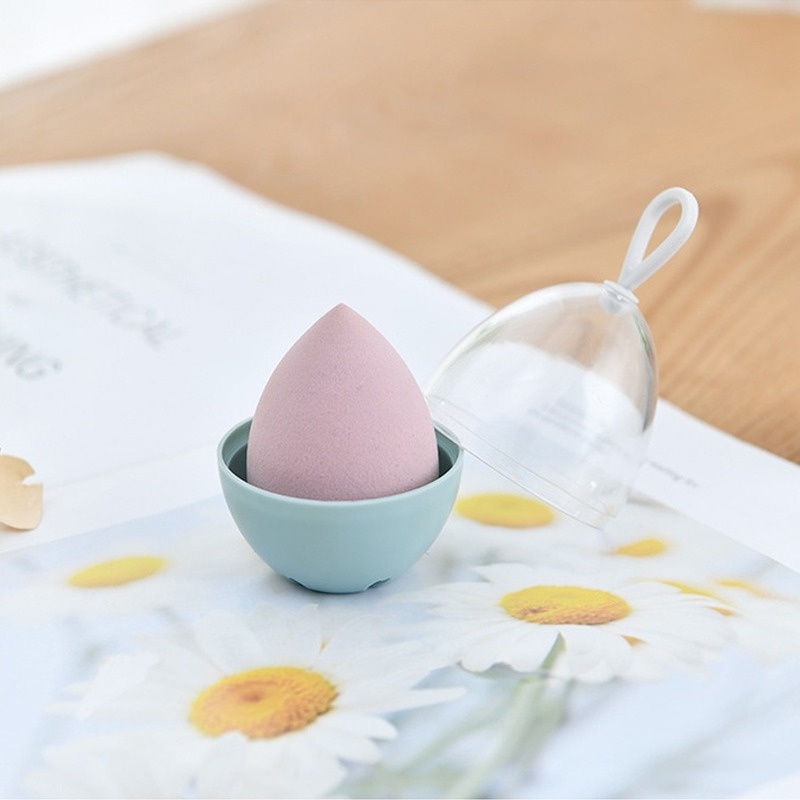 [Hàng mới về] Hộp đựng bông phấn trang điểm hình quả trúng có tay cầm tiện dụng