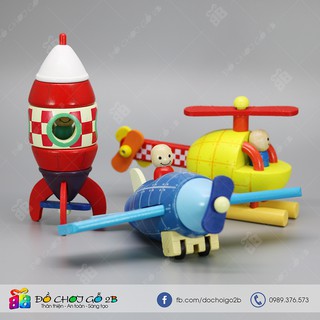 Đồ chơi gỗ Mô hình tên lửa - máy bay lắp ghép