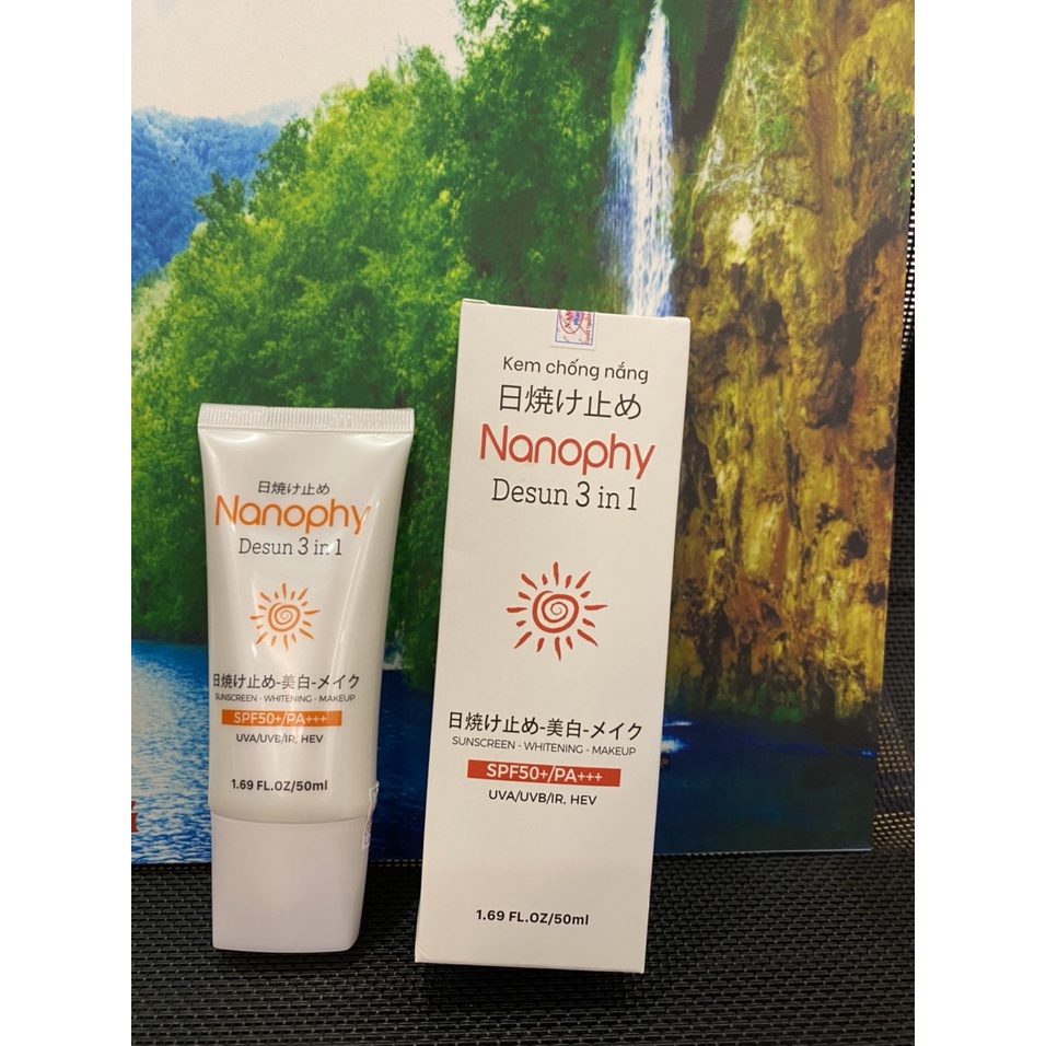 Kem chống nắng, dưỡng da, trang điểm Nanophy Desun 3 in 1