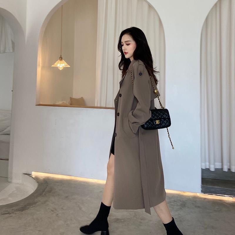 Áo măng tô nữ dáng dài 2 lớp kèm đai hàng quảng châu cao cấp - Áo khoác mangto nữ dáng dài kaki đẹp sang chảnh | BigBuy360 - bigbuy360.vn