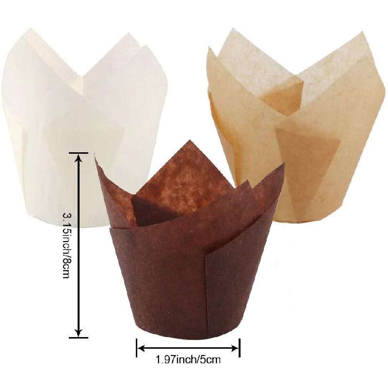 50 Giấy làm bánh ngọt/ sô cô la ANAEAT họa tiết hoa tulip dùng một lần