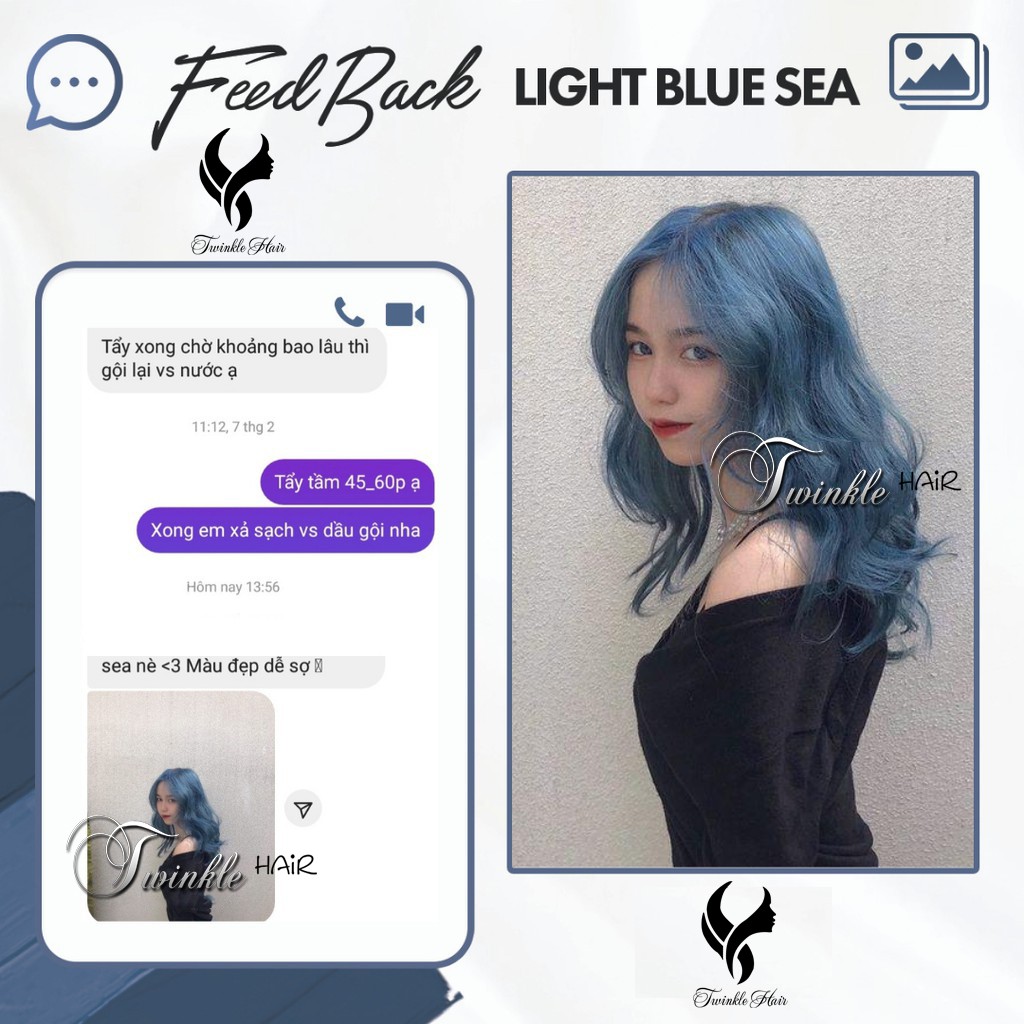 Thuốc nhuộm tóc XANH KHÓI - LIGHT BLUE SEA của Twinkle Hair