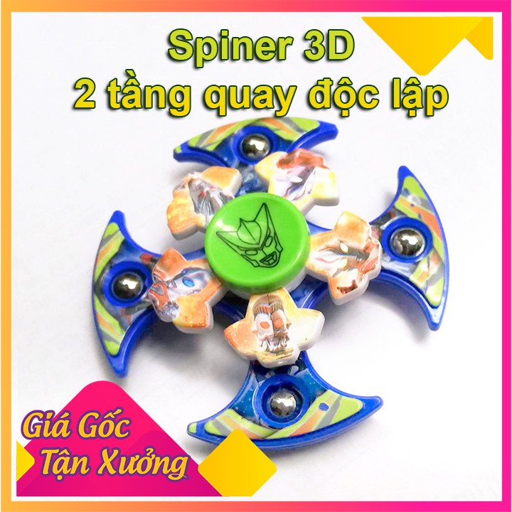 (GIÁ THANH LÝ)  COMBO 3 Bộ con quay spiner 3D 2 tầng - con quay siêu anh hùng - con quay vô cực