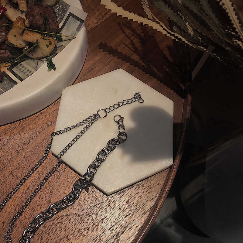 2853Steel love thick AB chain clavicle chain neck chain choker necklace female dark