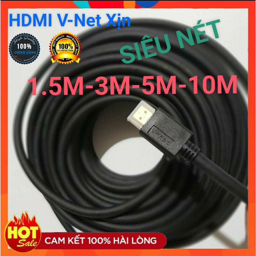 [Hãng Xịn]Dây HDMI V-Net XỊN 1.5m 3m 5m 10m lõi đồng HDTV 4K*2K 7.0 - Dây Cáp HDMI Vnet  tròn chuẩn FULL HD 1080p