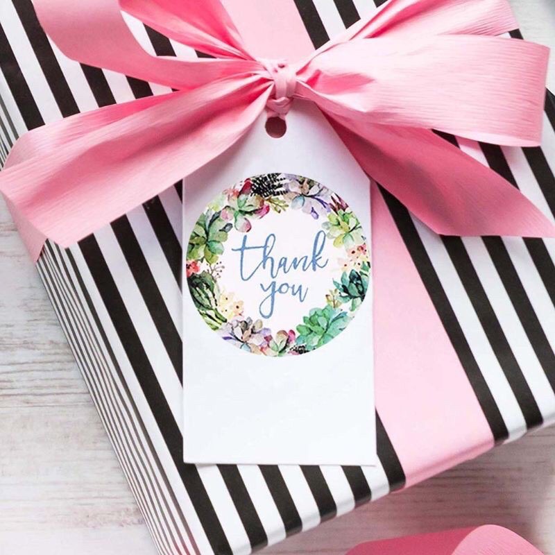 5 tem - Tem dán thank you 25mm giấy kraft dán hộp quà, hàng handmade