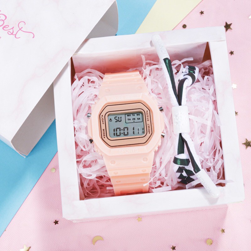 Đồng Hồ Thể Thao Unisex Sppors Điện Tử Mặt Chữ Nhật Thời Trang Nam Nữ Siêu Đẹp - Hazo