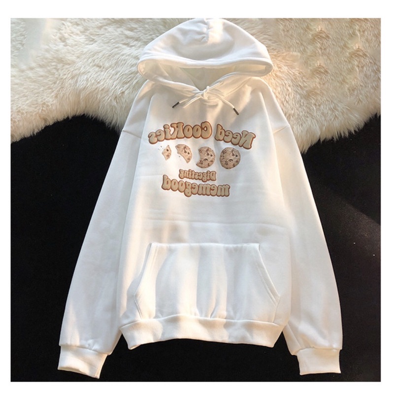 ÁO HODIE Mũ Trùm BÁNH QUY NỈ BÔNG FOM RỘNG CUTE