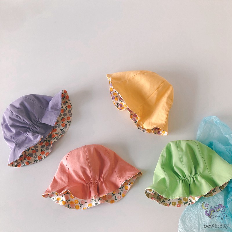 Mũ rộng vành in họa tiết hoa đáng yêu cho bé gái