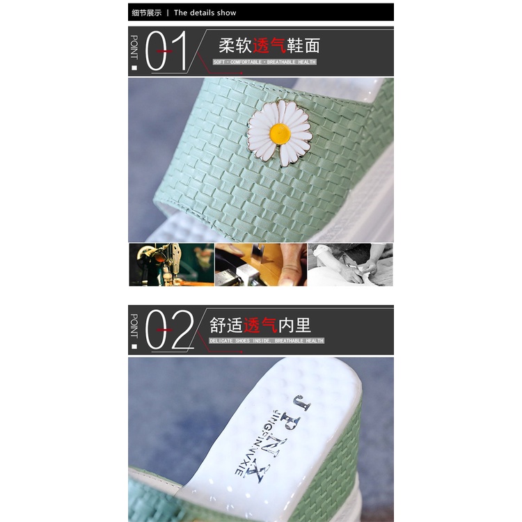 Sandal Đế Xuồng Tăng Chiều Cao 10CM Chống Thấm Nước Màu Trắng Thời Trang Mùa Hè Hàng Mới 2021