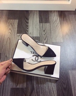 Guốc da lộn phối viền trong slingback
