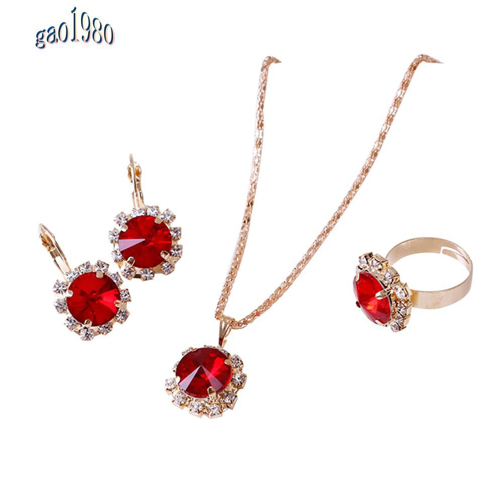 Set Vòng cổ Và Đôi Khuyên Tai Đính Đá Pha Lê Thời Trang Dành Cho Nữ