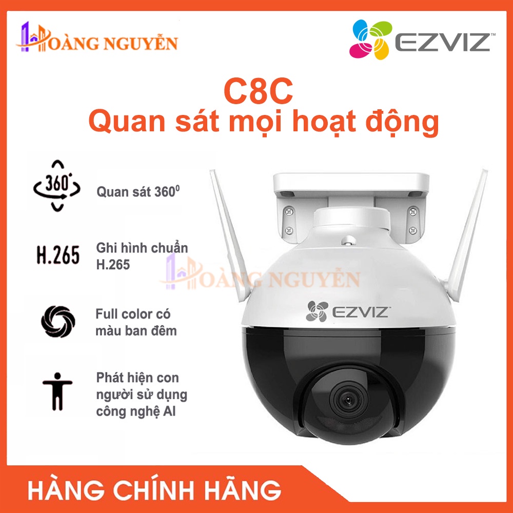 [NHÀ PHÂN PHỐI] Camera wifi Ezviz C8C 2MP - Xoay 360 độ, Quan Sát Hồng Ngoại 30m, Tích Hợp Mic