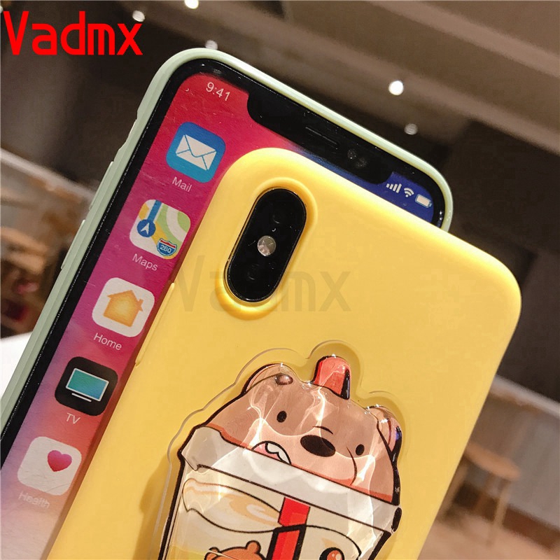 OPPO R17 Pro R15 F3 F1 Plus Realme C15 C12 C1 F11 A7 A5S A83 A1 A79 soft case Cute 3D bear Glitter sandbag phone cover